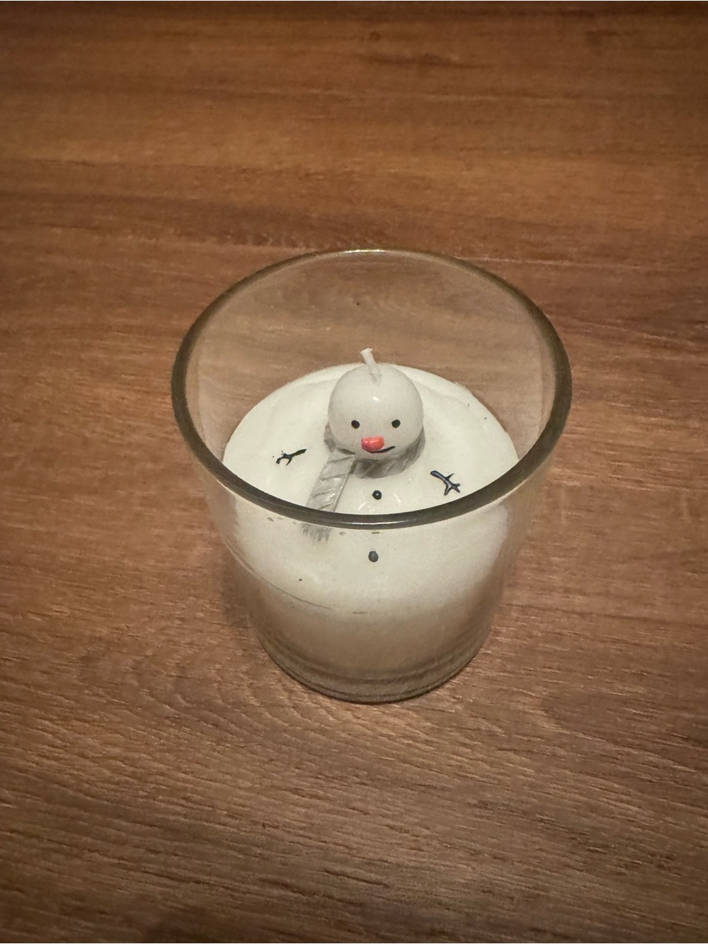 White Snowman Glass Candle - Decorative Holiday Accent